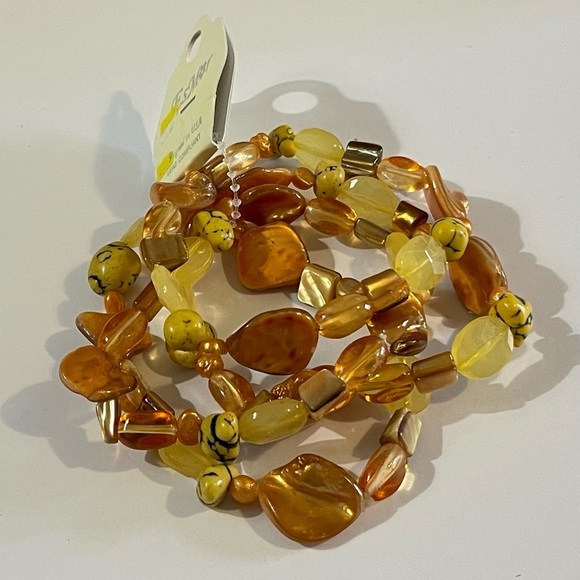 NWT Esmor Amber and Yellow Beaded Bracelet Set - Picture 1 of 3